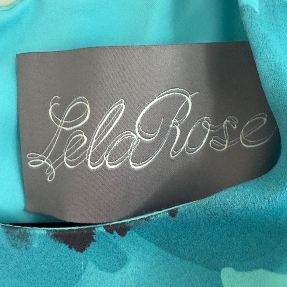 Lela Rose Teal Floral Dress sz 2 - Picture 6 of 9